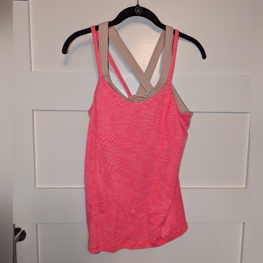 Women's Lululemon Athletica tank top with built-in sports bra size 10.